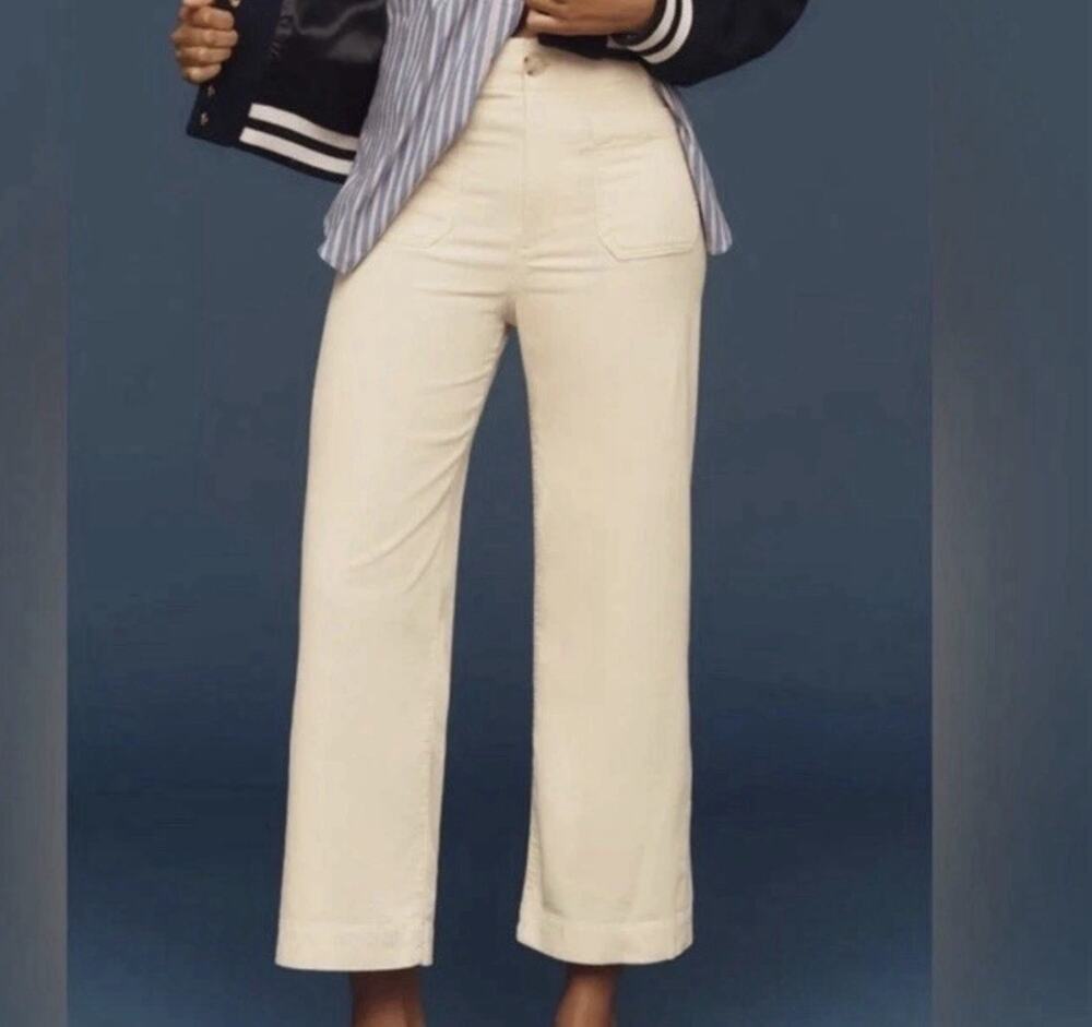 Maeve Anthropologie Women 27 The Colette Cropped Wide Leg Corduroy Pants (AS15)